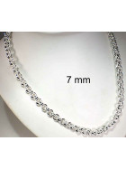 Erbskette versilbert Silberkette 7 mm breit, 40cm lang Halskette Damen Herren Anhängerkette