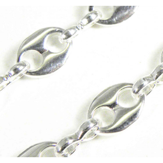 Pulsera cadena grano de café chapada en plata 3,7 mm 16 cm joyas hombres mujeres