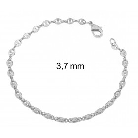 Bracelet chaine grain de café plaqué argent 3,7 mm 16 cm bijoux hommes femmes