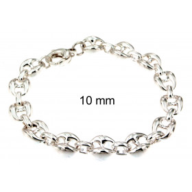 Bracelet Coffee bean Silver Plated 10 mm 20 cm Men Women Jewellery