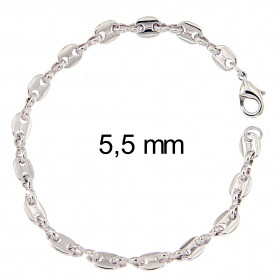 Bracelet chaine grain de café plaqué argent 10 mm 26 cm bijoux hommes femmes de cheville