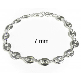 Bracelet chaine grain de café plaqué argent 10 mm 26 cm bijoux hommes femmes de cheville