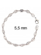 Pulsera cadena grano de café chapada en plata 10 mm 26 cm joyas hombres mujeres tobilleras