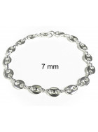 Pulsera cadena grano de café chapada en plata 10 mm 26 cm joyas hombres mujeres tobilleras