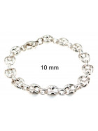 Bracelet chaine grain de café plaqué argent 10 mm 26 cm bijoux hommes femmes de cheville