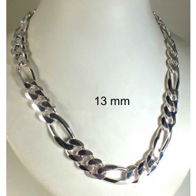 Figarokette versilbert 4mm breit, 40cm lang Halskette Damen Herren Anhängerkette