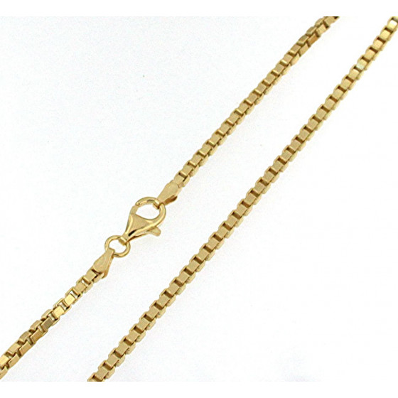 Venetian Box Chain Necklace Sterling Silver Gold Plated 2,5 mm 40 cm