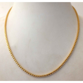 Venetian Box Chain Necklace Sterling Silver Gold Plated 2,5 mm 65 cm