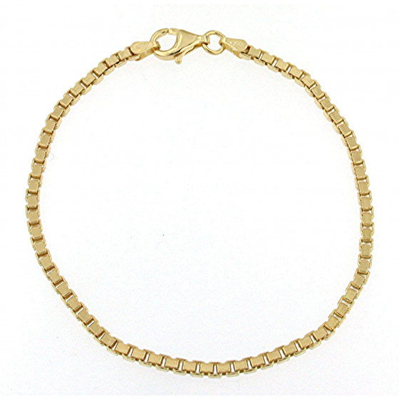 Venetian Box Chain Bracelet Sterling Silver Gold Plated Men Women Gift Jewellery