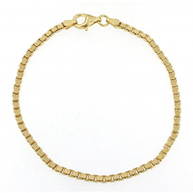 Venetian Box Chain Bracelet Sterling Silver Gold Plated 2,5 mm width 25 cm length