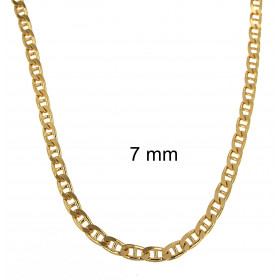 Steg-Panzerkette vergoldet Goldkette 7mm breit, 65cm lang Halskette Damen Herren