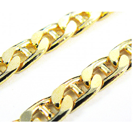 Steg-Panzerkette Gold Doublé Goldkette 7mm breit, 100cm lang Halskette Damen Herren