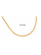 Collar cadena bizantino redondo chapado en oro doublé 2,5 mm 40 cm