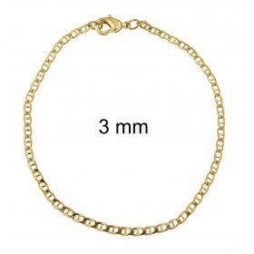 Pulsera cadena Traversino bañado en oro 7 mm 25 cm