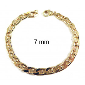 Bracelet chaine Gourmette plaqué or 7 mm 25 cm