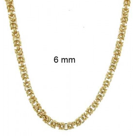 Collana catena bizantina rotonda placcata oro doublé 6 mm 65 cm