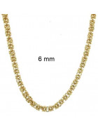 Collar cadena bizantino redondo chapado en oro doublé 6 mm 70 cm