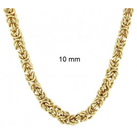 Collar cadena bizantino redondo chapado en oro 10 mm 45 cm