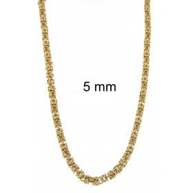 Necklace round Kings Royal Byzantine Chain Gold Plated 10 mm 100 cm