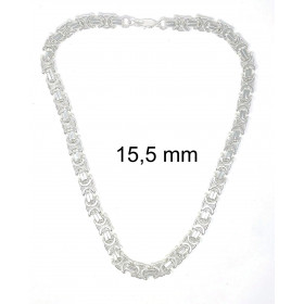 Königskette flach versilbert Halskette Damen Herren-Kette Schmuck 15,5 mm 90 cm