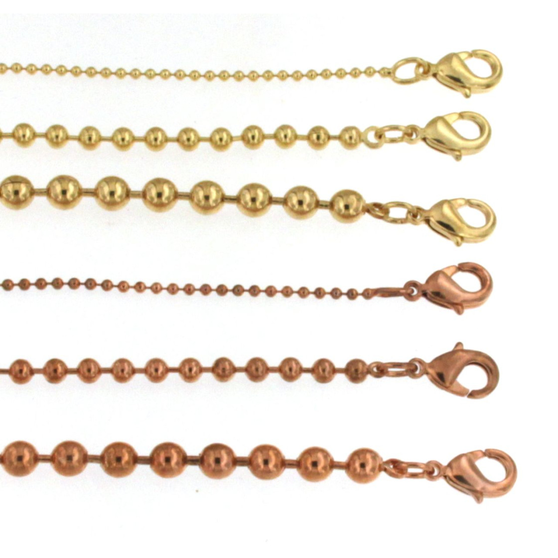 Collier Chaîne Boule Plaqué Or Jaune/rosé - Unisexe, Fabriqué En Italie, Idéal Comme Cadeau élégant