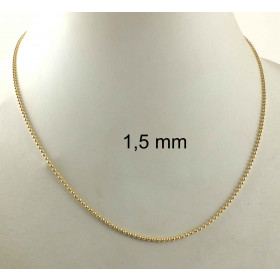 Collier chaine boule plaqué or 1,5 mm 45 cm