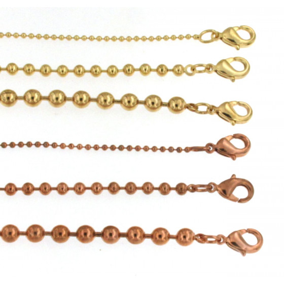 Ball Bead Chain Bracelet Gold- or Rosegold plated Jewellery Women Men