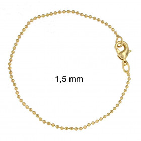 Pulsera cadena pelota chapada en oro 1,5 mm 16 cm joyeria para hombre mujer