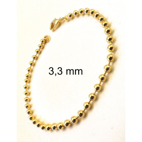 Bracciale palline placcato oro 1,5 mm 16 cm gioielli per donne uomini