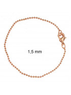 Ball Bead Chain Bracelet Gold Plated 1,5 mm 16 cm Jewellery Women Men