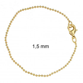 Pulsera cadena pelota oro doublé 1,5 mm 18 cm joyeria para hombre mujer