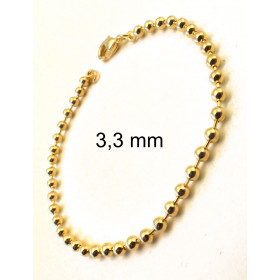 Bracciale palline oro doublé 1,5 mm 18 cm gioielli per donne uomini