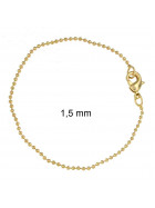 Kugelarmband Gold Doublé 1,5 mm 18 cm Damen Herren Schmuck