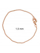 Pulsera cadena pelota oro doublé 1,5 mm 18 cm joyeria para hombre mujer