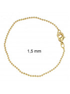 Kugelarmband Gold Doubl&eacute; 3,3 mm 19 cm Damen Herren Schmuck
